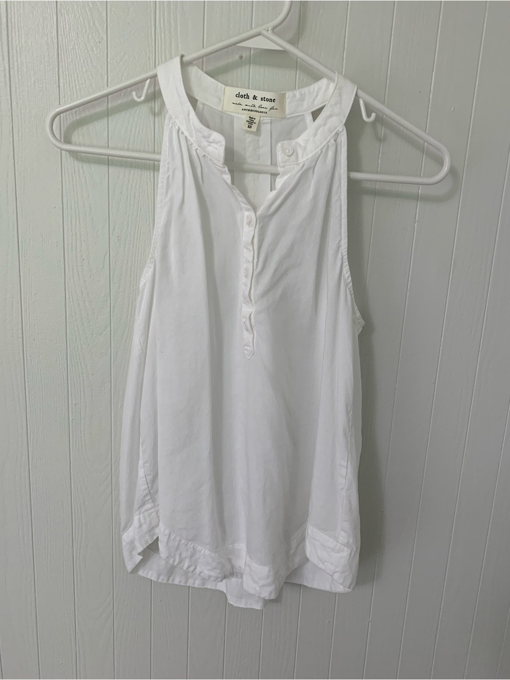 Anthropologie White Sleeveless Henley Camisole